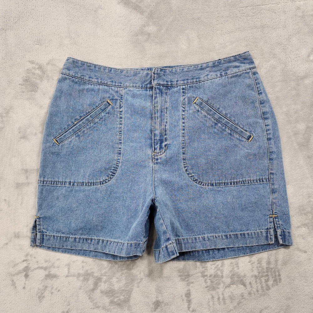 Vintage Liz Claiborne Lizwear Shorts Womens 10 Blue Denim High Rise Utility 90s